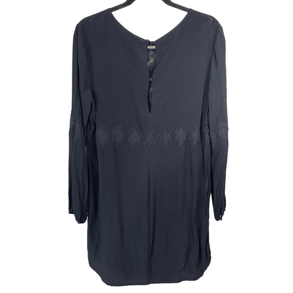 ASTR The Label Lace Cut Out Sheath Dress Black Size Large Long Sleeve Silk Blend - Picture 5 of 11